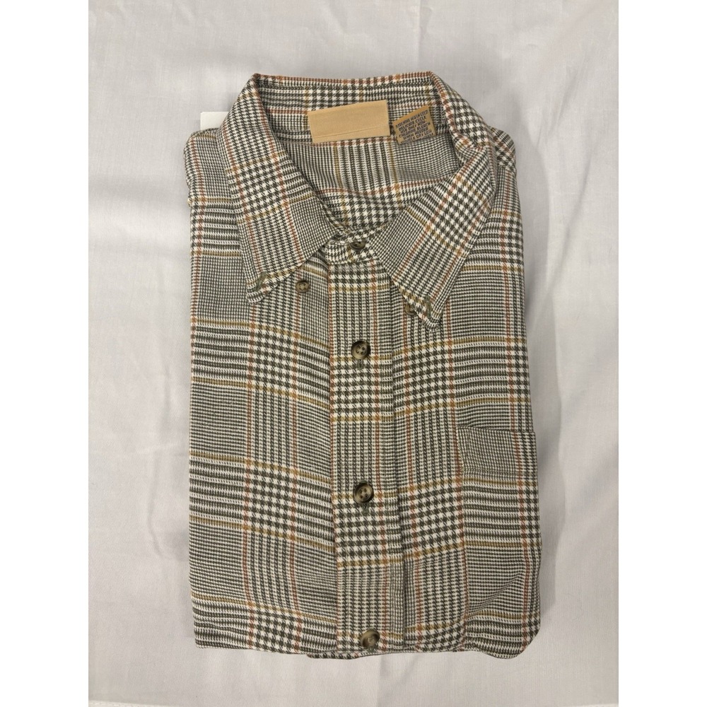 Birch Creek Clothing Co Men's XL Plaid Button Up Shirt Brown Tan Gray